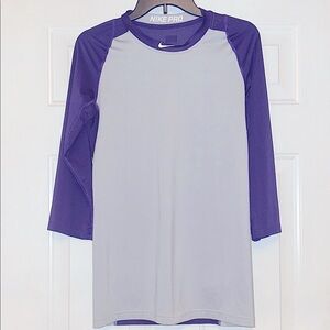 Nike Pro Tee Shirt/Top Men’s Small Purple Gray Dri Fit Compression Baseball MLB
